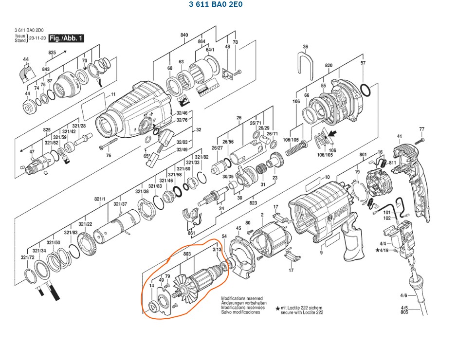 Inducido para rotomartillo Bosch GBH 2-24D (3611BA0...) / 1614010276 - Imagen 3