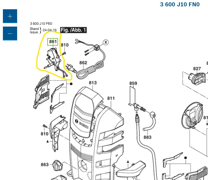 Caja interruptor para hidrolavadora Bosch GHP4-50 | 3600J10FN0 / F016F05460 - Imagen 2