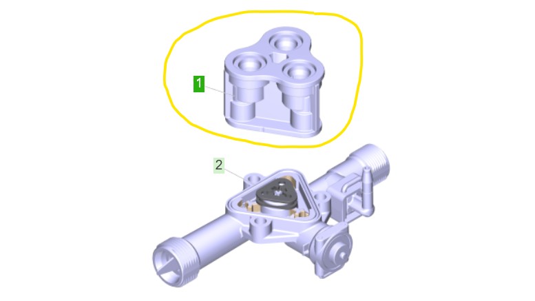 Culata metal para hidrolavadora Karcher K2 (versión 1.994-047.0) / 9.752-722.0