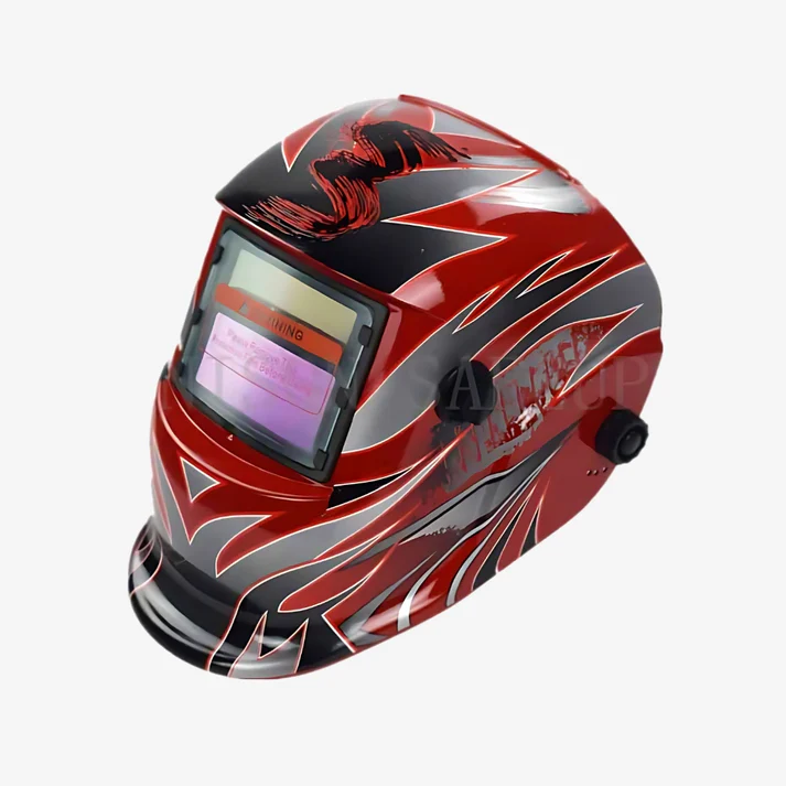 Máscara para Soldar Fotosensible diseño Flamas rojo/gris / 10MAS-FLA_RO