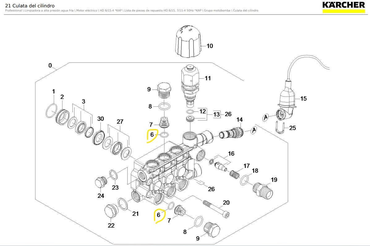 Anillo de guarnicion D 15.54x2.62 para válvula de hidrolavadora Karcher HD 6/15-4 *KAP (1.367-306.0) / 9.761-104.0 - Imagen 2