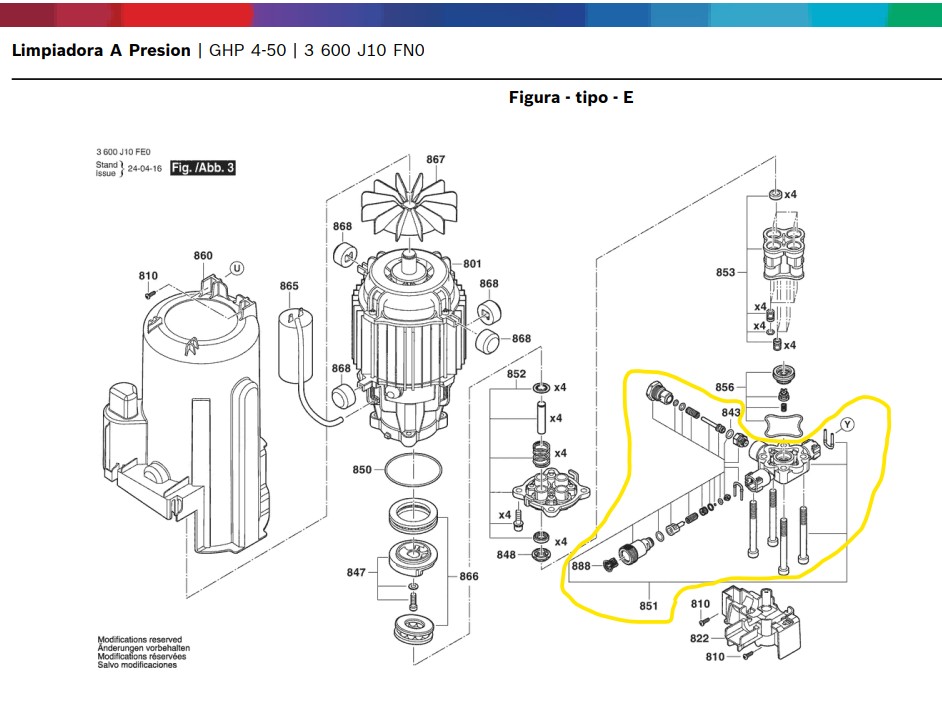 Cabeza de bomba o cámara de válvulas para hidrolavadora Karcher GHP4-50 (3600J10FN0) / F016F06280 - Imagen 2