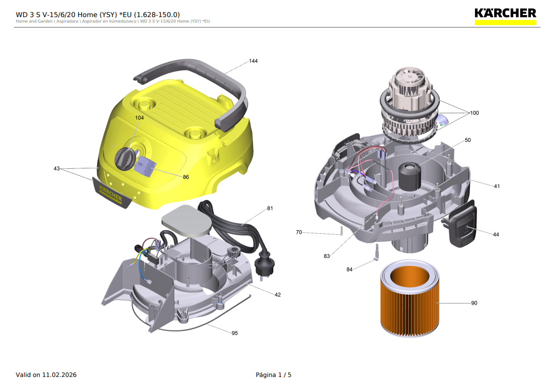 Motor completo para aspiradora Karcher WD 3s, WD 3v, WD 3p, KWD 1w, KWD 2s, KWD 3s, WD 2 Plus / 4.624-431.3 - Imagen 2