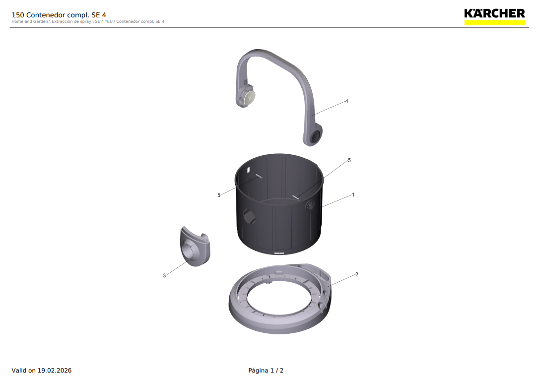 Mango para limpia tapices Karcher SE 4, SE 4001 / 4.101-225.0