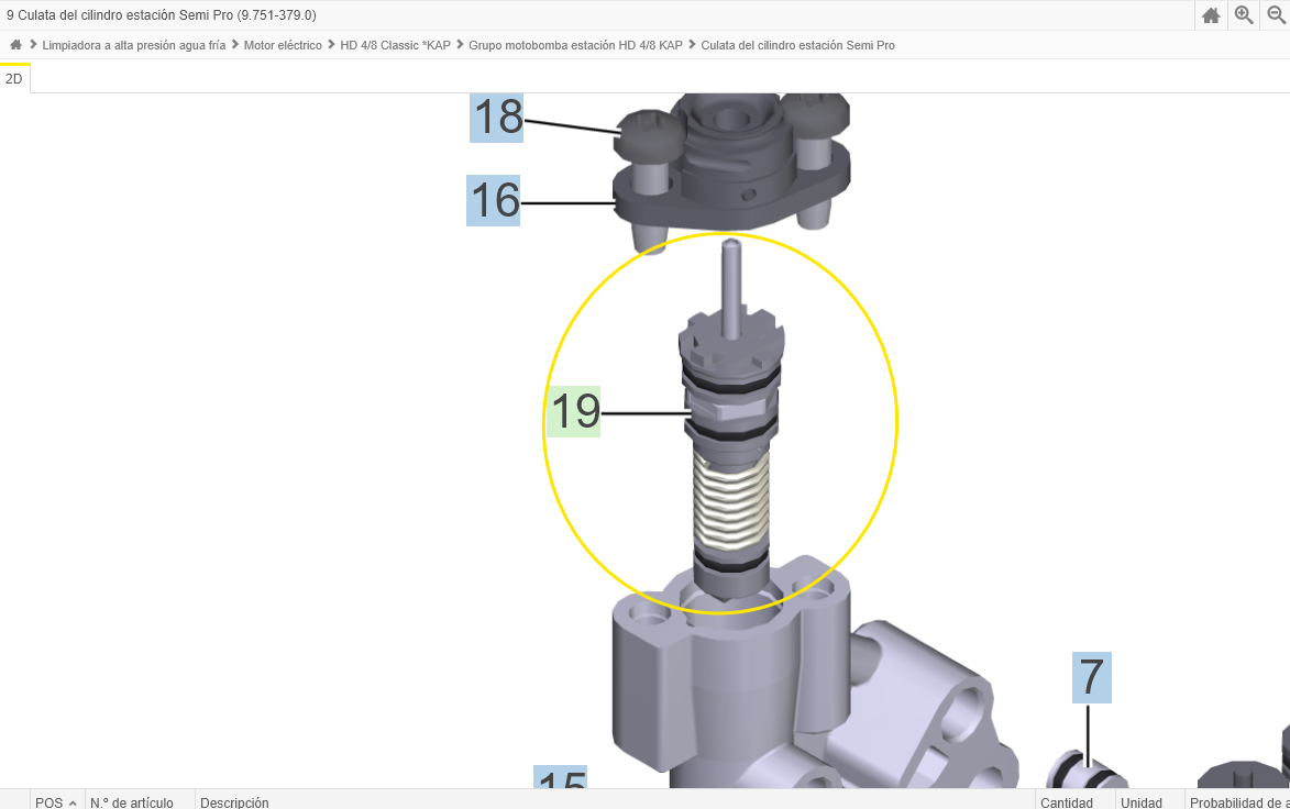 Presóstato o Canal de carga completo D6,0 PUR para hidrolavadora Karcher HD 4/8 / 9.751-356.0
