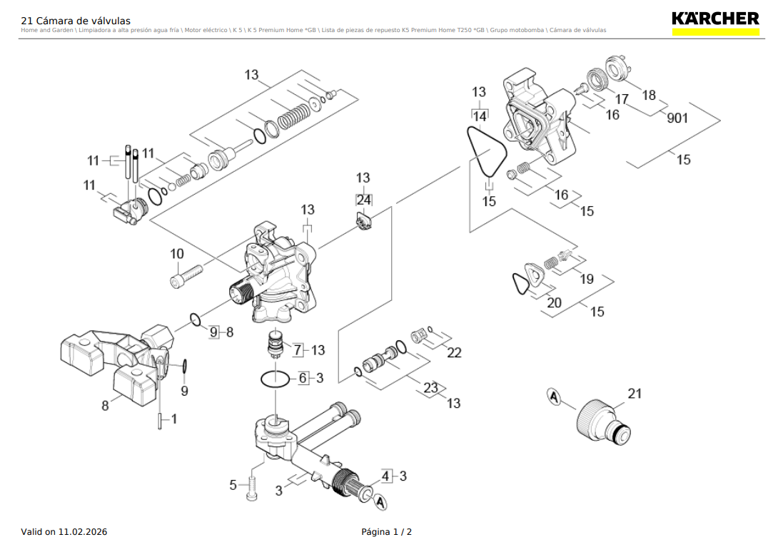 Tubo conexión completo para Hidrolavadora Karcher K 5, K 5 premium / 9.001-745.0 - Imagen 3