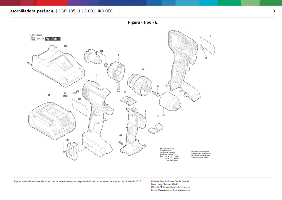 Módulo electrónico para atornillador inalámbrico Bosch GSR 185-LI, GSB 185-LI / 2607202513 - Imagen 2
