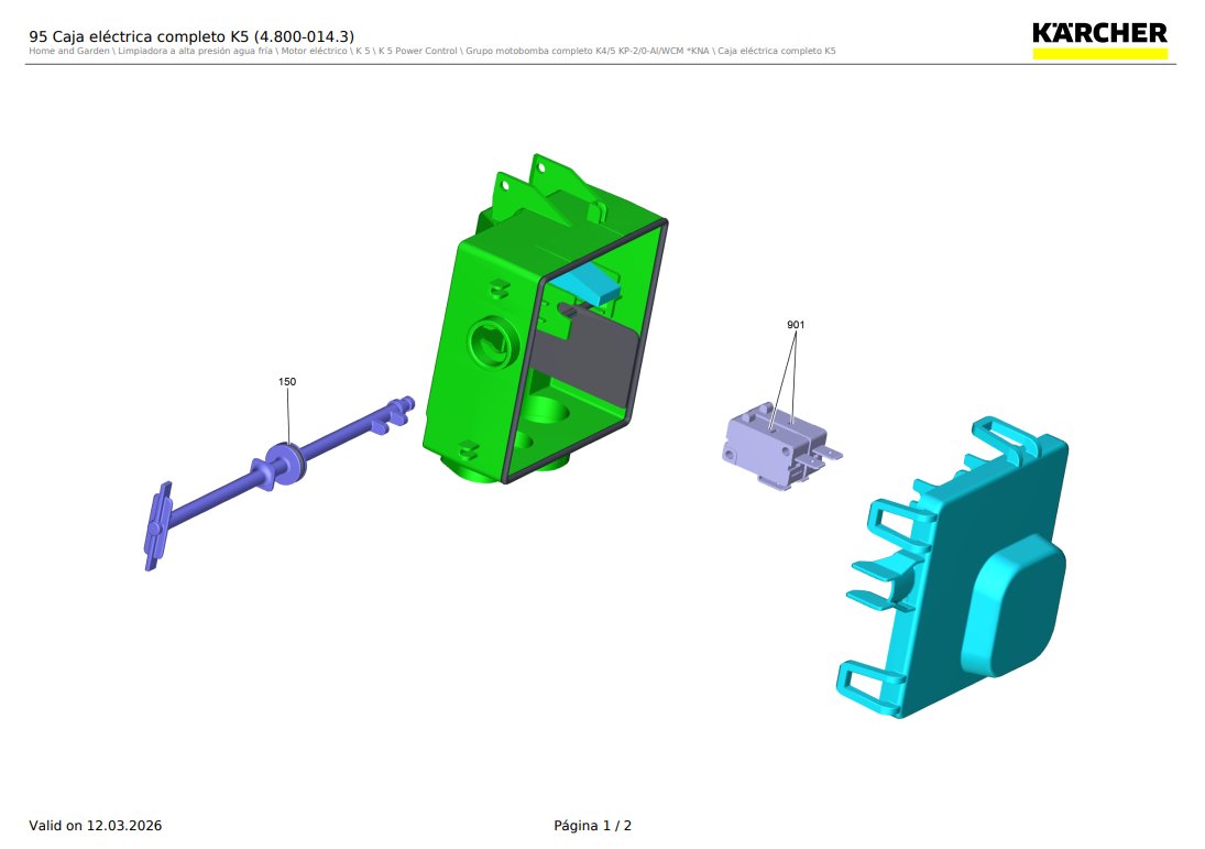 Set de 2 micro switch o interruptores para hidrolavadora Karcher K4 Power Control, K 5 Power Control / 4.100-858.0 - Imagen 2