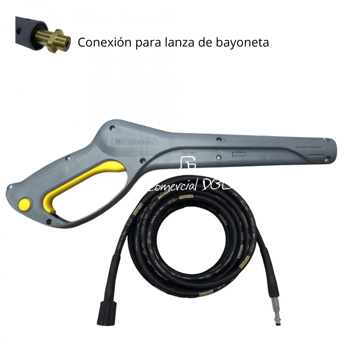 Pistola con manguera para hidrolavadora Karcher HD 585, con ajuste a lanza de bayoneta / 9.313-178.0