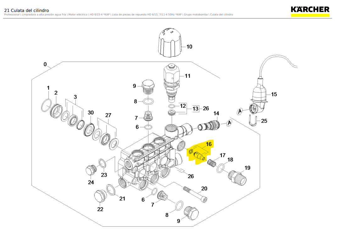 Émbolo completo para hidrolavadora Karcher HD 6/15-4 KAP / código 9.751-027.0 - Imagen 2