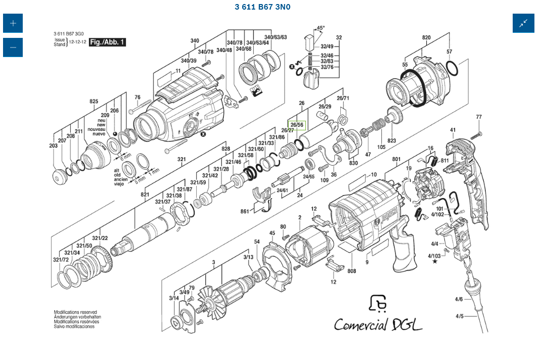 Junta tórica 17,0X3,0 mm verde para rotomartillo Bosch GBH 2-28D, GBH 3-28DRE, GBH 18V-28D / 1610210121 - Imagen 2