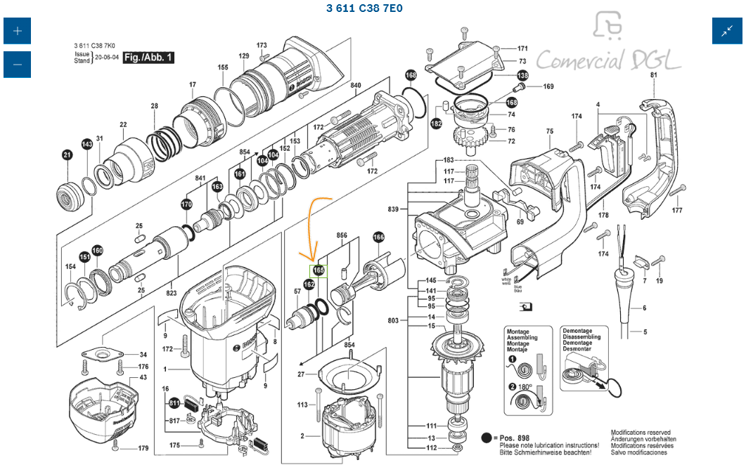 Junta tórica 22,0X4,0 mm para cincelador Bosch GSH 500, Rotomartillo GBH 5-38D, GBH 5-40D, GBH 5-40DCE, GBH 5-40DE / 1610210079 - Imagen 2