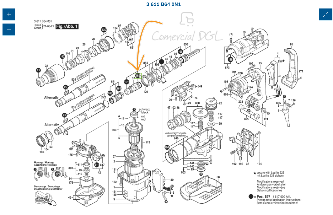 Junta tórica 22,5X3,5 mm para Rotomartillo Bosch GBH 5-40D, GBH 5-40DCE / 1610210204 - Imagen 2