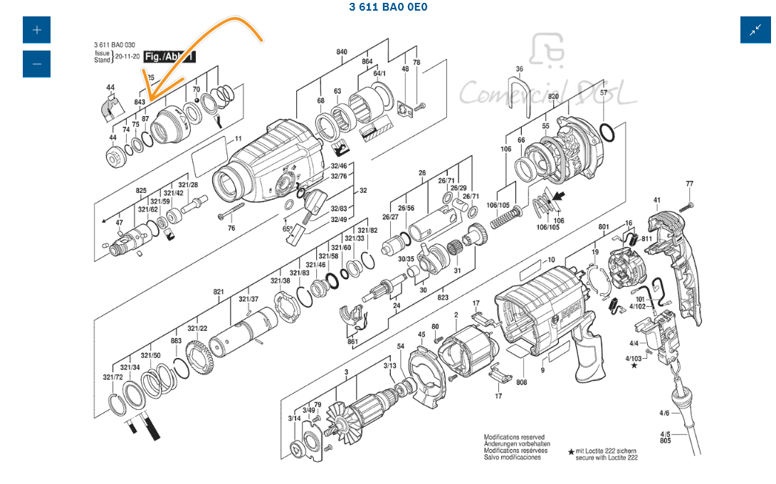 Vaina Protectora para rotomartillo Bosch GBH 2-24D, GBH 2-26DRE, GBH 18V-26D / 1617000582 - Imagen 2