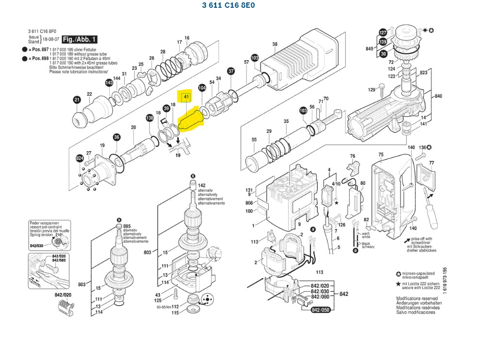 Clavija De Percusión para demoledor Bosch GSH 11 E (0611316750 o 3611C168E0) / 1618710071 - Imagen 2